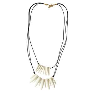 Collar Bohemio de Varias Capas con Colgantes de Dientes de Marfil, Cordón Negro, Cierre Dorado, Joyería de Moda Unisex - Product Image 1
