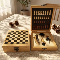 Ensemble de 4 ouvre-bouteilles de luxe en bambou pour vin, coffret d'échecs, cadeau de bar haut de gamme