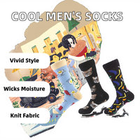 Chaussettes décontractées pour hommes en coton de haute qualité, design amusant et coloré, caractéristique absorbant la transpiration, chaussettes tendance et cool