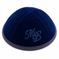 Kippah/Yarmulke de Terciopelo Negro/Azul Marino, Personalizable con Nombre/Logotipo, Terciopelo de Alta Calidad
