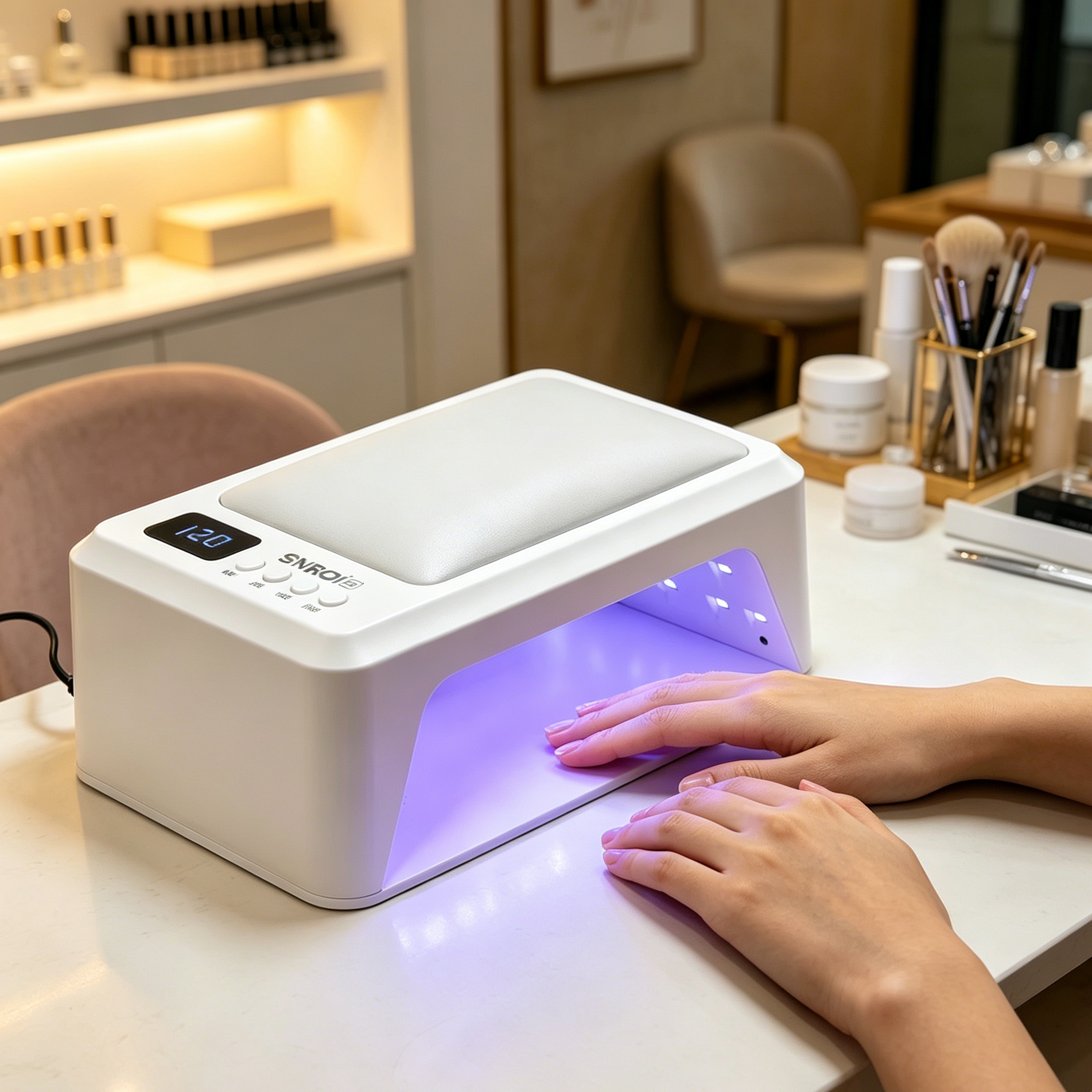 SNRQI Hot Selling Large Space Led Lamp for Nails Trending Led Nail Lamp Uv Light for Nails Gel Polish Fast Curing Uv Lamp Nails