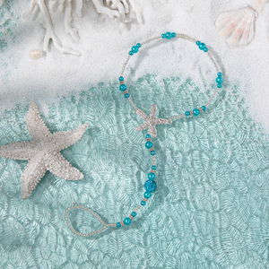 สร้อยข้อเท้ารูปดาวคริสตัลไรน์สโตนเลียนแบบมุกชุบเงินเครื่องประดับปาร์ตี้สตรีโบฮีเมีย - Product Image 2