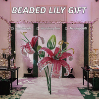 Bouquet de fleurs perlées faites à la main – Lys décoratifs écologiques pour mariage et remise de diplôme – Cadeau de remerciement pour enseignant