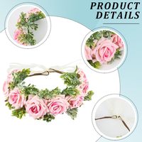 Accessoire de cérémonie nuptiale : Collier couronne de fleurs artificielles roses pour chiots, avec feuillage de roses réalistes et ruban réglable