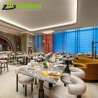 Meubles de salle à manger de luxe modernes et durables pour restaurants et hôtels, combinaison table et chaises complète, capacité de 14 places, fabrication sur mesure