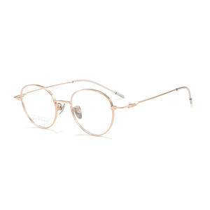 Montures de lunettes rondes Danyang 9099 pour femmes, en titane pur, à monture étroite et complète, avec verres en plastique pour prescriptions élevées - Product Image 1