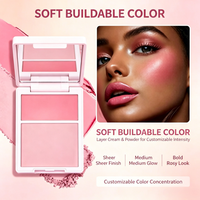 Palette de fard à joues rond scintillant végétalien en gros pour le maquillage du visage, teinte pigmentée en poudre pour les joues, marque privée