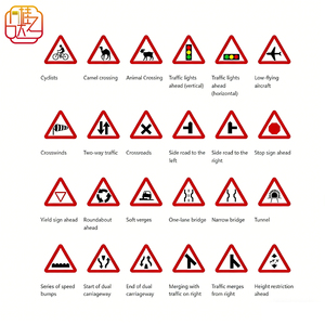 مجموعة لافتات تحذير مرورية ثنائية اللغة للمملكة العربية السعودية - لافتات أمان طرق عاكسة من الألومنيوم للطرق السريعة والمناطق الحضرية في دول مجلس التعاون الخليجي - Product Image 2