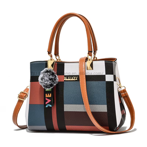 Customized Logo Contrast Plaid Sewn Boston Messenger Bag Single <b>Strap</b> <b>Shoulder</b> Bag Women Elegant Literature Art - Product Image 3