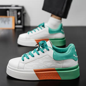 Zapatillas Blancas de Hombre Modernas e Informales para Primavera/Otoño, Transpirables, con Suela de Goma Gruesa, con Cordones, que Aumentan la Altura, con Puntera Redonda - Product Image 4