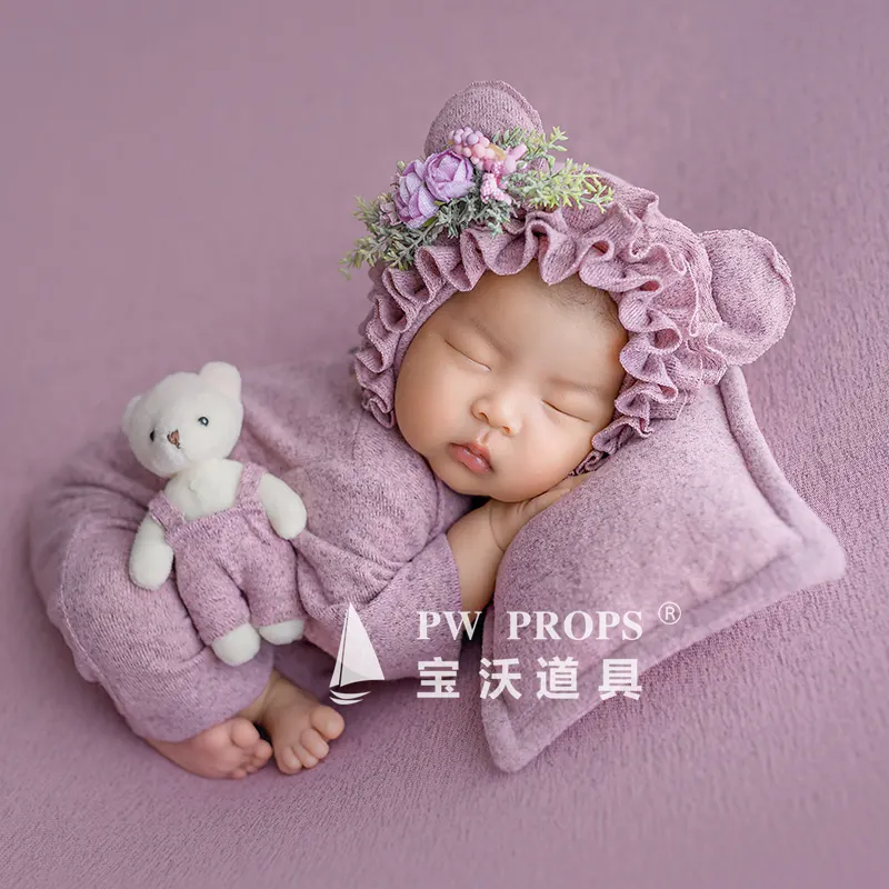 Newborn Baby Clothes Hand Made Teddy Bear Hat Toy and Romper Outfit Photo Photography Props Baby Animal Stuffer Cute Bonnet
