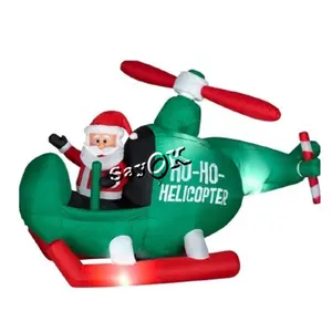 Promotion toy inflatable large christmas inflatable christmas santa claus in airplane