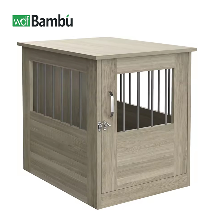 High Quality Indoor Decorative Cat Cages For End Table Furniture Bamboo Wooden Dog Houses Kennel