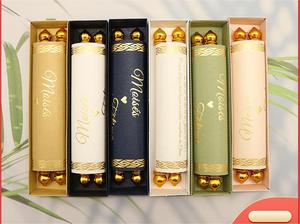 Cổ điển thiết kế sáng tạo lá vàng dập ngọc trai giấy Scroll cán Thiệp mời đám cưới với hộp độc đáo tua đóng gói - Product Image 2