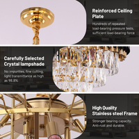 Lustre moderne de luxe en cristal, finition dorée, rond, multi-niveaux, lampe de plafond intérieure pour la maison, l'hôtel, directement de l'usine