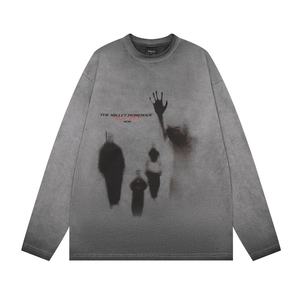 T-shirts à manches longues unisexes vintage en coton 100% lavés à l'acide, sérigraphie, nouvelle arrivée personnalisée - Product Image 2