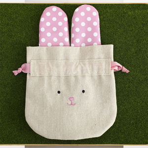 <span class=keywords><strong>Panier</strong></span> de Pâques personnalisé à la mode, avec poignée pliée, décorations mignonnes de lapin de Pâques, en tissu de type lin, pour enfants - Product Image 2