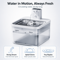 Fontaine à eau pour animaux de compagnie en acier inoxydable, à circulation automatique avec indicateur de niveau d'eau, réservoir translucide givré pour chats et chiens