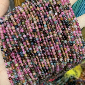 All'ingrosso naturale arcobaleno <span class=keywords><strong>tormalina</strong></span> 3mm liscia rotonda perline di <span class=keywords><strong>pietra</strong></span> sciolta per la creazione di gioielli - Product Image 5