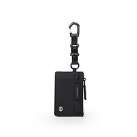 Dompet Kartu Mini Anti RFID Bahan Nylon Rip Stop dengan Ritsleting, 2 Ukuran, Dompet Koin dan Kartu Portabel untuk Perjalanan dengan Pengait Karabiner