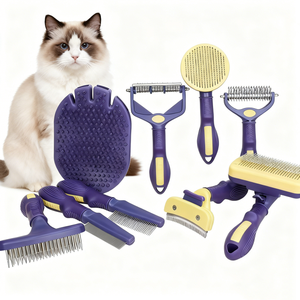 Kit di Toelettatura Portatile Personalizzato con Logo, Spazzole a Setole e a Perni per Cani e Gatti, Strumenti per la Pulizia del Pelo degli Animali Domestici - Product Image 1