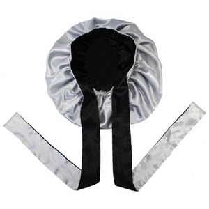 Bonnet de nuit réversible en satin de soie personnalisé avec logo pour cheveux bouclés, avec bande à nouer - Product Image 2