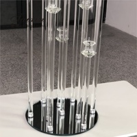 Candelabre en cristal à 10 bras avec tubes en verre hurricane, centre de table pour décoration de mariage et événements - Grande Vente