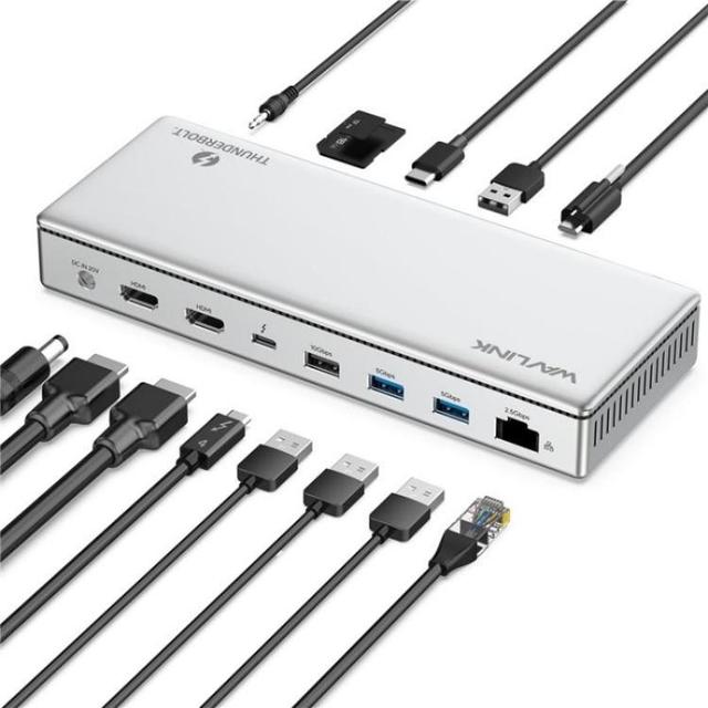 Factory Price WAVLINK UTD45 96W Charging 8K / 4K Display Thunderbolt 4 Docking Station 13-in-1 Hub