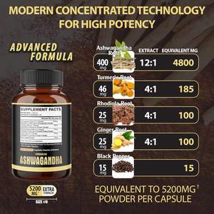Ashwagandha raiz cápsulas rótulos privados Rhodiola <span class=keywords><strong>Ginseng</strong></span> Ashwagandha cápsulas - Product Image 3