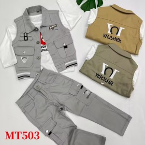 Ensemble Vêtements Garçons Modèle YQ243 Automne – 3 Pièces : Chemises et Jeans pour Enfants - Product Image 2