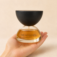 Vente flash - Flacon de parfum unique en forme de demi-cercle, flacon de parfum personnalisé, flacon de parfum en verre transparent avec couvercle en bois