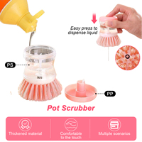Brosse de nettoyage automatique de cuisine innovante avec distributeur de savon à pression pour casseroles, poêles et éviers