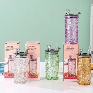 Little Bear Design High Borosilicate Glass Tea <strong>Cup</strong> with Covered Lid Straw Multi-Layer No Filter Required National Trend <strong>for</strong> <strong>Work</strong> - Product Image 3