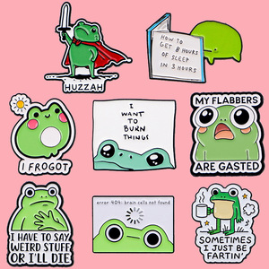 8 styles de pin's émaillés drôles en forme de grenouille, broches grenouille à citations sarcastiques, badges de revers mignons en dessin animé pour sac à dos, veste, vêtements, cadeau - Product Image 1