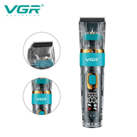 Tondeuse à cheveux électrique numérique VGR695 transparente, étanche IPX7, entièrement lavable, pour salon de coiffure, modèle transfrontalier