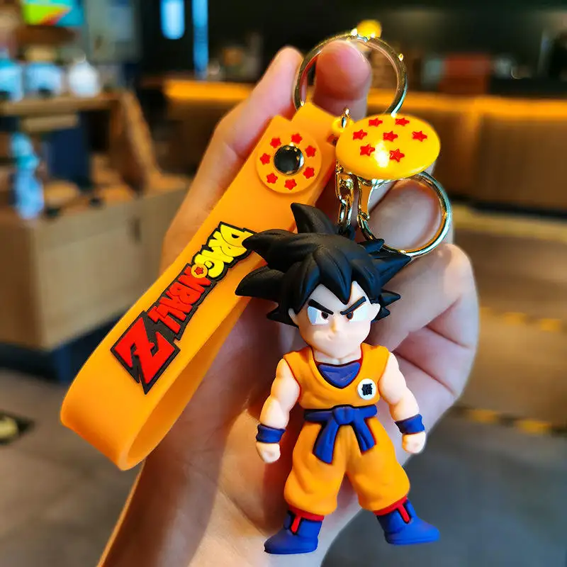 Dessin animé 3d Pvc Anime Dragon dessin animé boule porte-clés voiture porte-clés sac pendentif poupée pendentif Goku porte-clés en gros