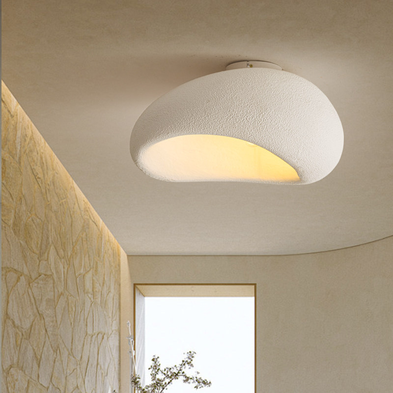 Wabi-sabi Style Polymer Surface Mounted Ceiling Lamp for Dining Room Living Room Study-vintage Cream-colored Lighting
