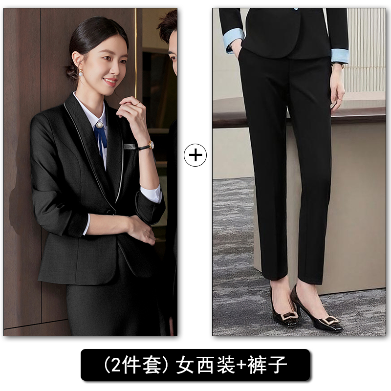Women's black coat+pants
