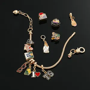Neues 1988 amerikanischer Singer Perlen-Armband DIY vergoldetes Charman-Armband modisches geometrisches Muster für Geschenk oder Party Großhandel Schmuck