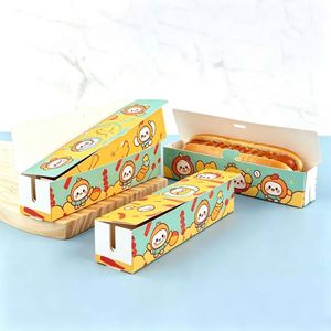 Boîte d'emballage alimentaire jetable écologique en carton ondulé pour corn dog, gaufres et bâtonnets, personnalisable, pour vente en gros - Product Image 1