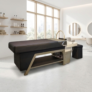 Lit de massage électrique moderne de luxe pour shampoing, équipement haut de gamme pour spa capillaire de salon, <span class=keywords><strong>système</strong></span> de thérapie aquatique intégré avec bassin en céramique - Product Image 1