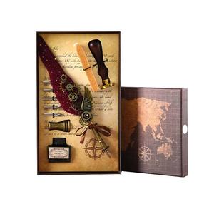 LISI Premium Metal Quill Pen and Ink Set d'écriture <span class=keywords><strong>Plume</strong></span> à plumes pour décoration de bureau antique et marqueurs d'art cadeaux - Product Image 1