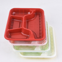 Jetable PP En Plastique Bento Déjeuner Boîte Divisée 3 Compartiments Repas Préparation Conteneur Plateau En Relief Ménage Vaisselle