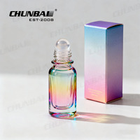 Flacon à bille en verre transparent de 5 ml, 6 ml, 15 ml, 10 ml, avec étiquettes carrées noires, pour huile essentielle ou attar, avec bouchon doré