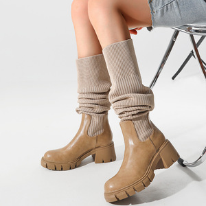 Stretchy Knitted Fabric Botas Feminina Long Luxury Style Thigh High Over the Knee <b>Boots</b> for Ladies Women - Product Image 4