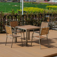 Chaise et table d'extérieur en bambou, résistantes à la décomposition et imperméables, chaises avec dossier pour patios, tables pour cafés et salons de thé en extérieur