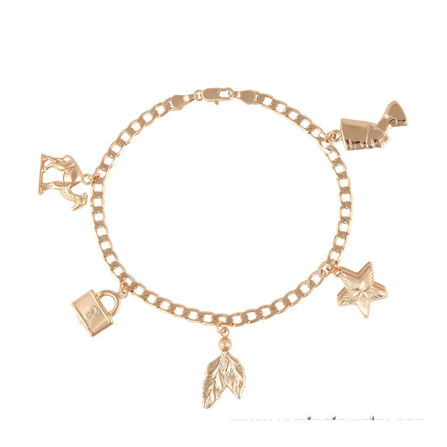 Bracelet en or plaqué or 77104 xup, bijou religieux, sans sexe, avec feuilles et étoiles, C218172