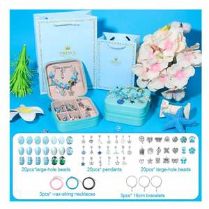 Premium Educational DIY Girls Jewelry Making Kit 76pcs Colorful <b>Beads</b> <b>Plastic</b> Chain Friendship Bracelet 3+ Craft Toys - Product Image 1