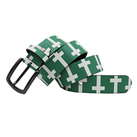 Ceinture Y2K polyvalente et originale en cuir vert imprimé croix, accessoires de décoration punk pour l'été