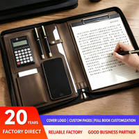 Portafolio Ejecutivo A4 con Cierre y Logotipo Personalizado, Bolsa de Cuero PU para Oficina, Regalo con Calculadora, Bolígrafos y Bloc de Notas